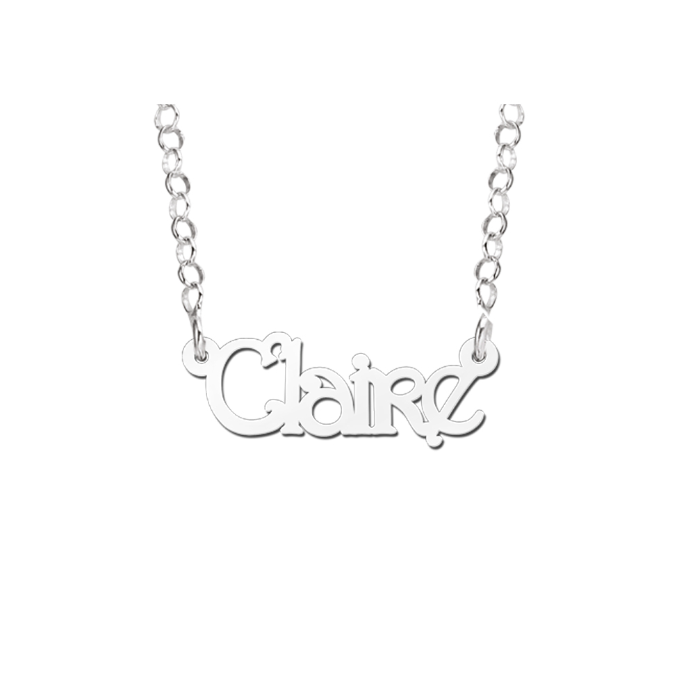 Zilveren kinder naamketting model Claire Gepersonaliseerd
