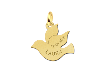Gouden communie hanger duif