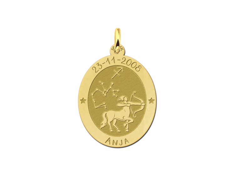 Gouden ovale sterrenbeeld hanger Boogschutter