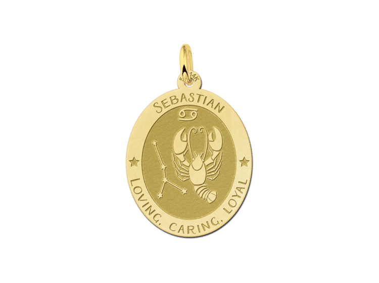 Gouden ovale sterrenbeeld hanger Kreeft