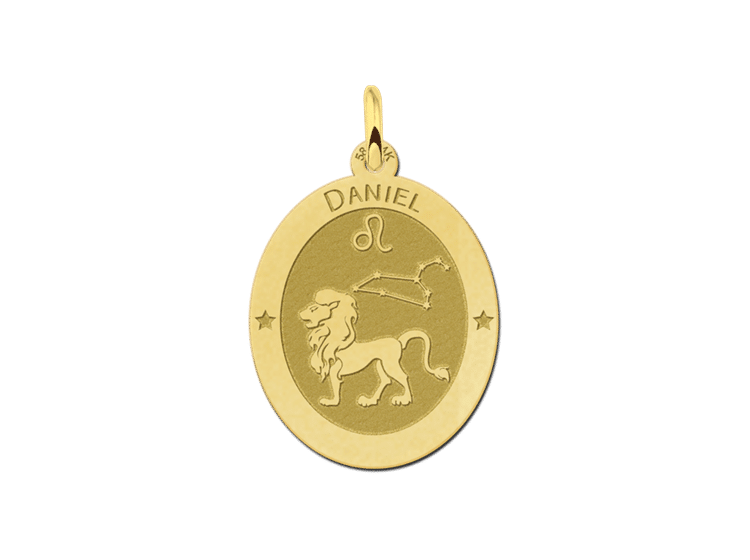 Gouden ovale sterrenbeeld hanger Leeuw