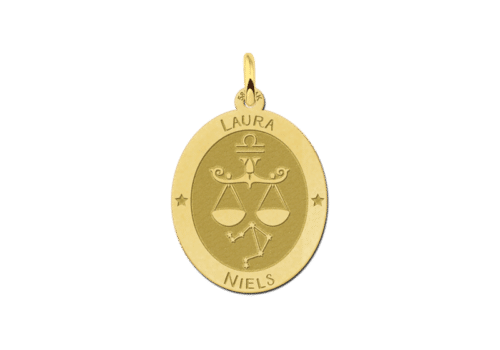 Gouden ovale sterrenbeeld hanger Weegschaal