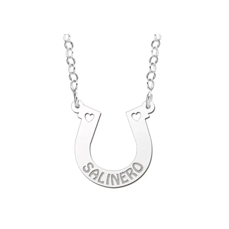 Zilveren naamketting hoefijzer 1 naam Gepersonaliseerd