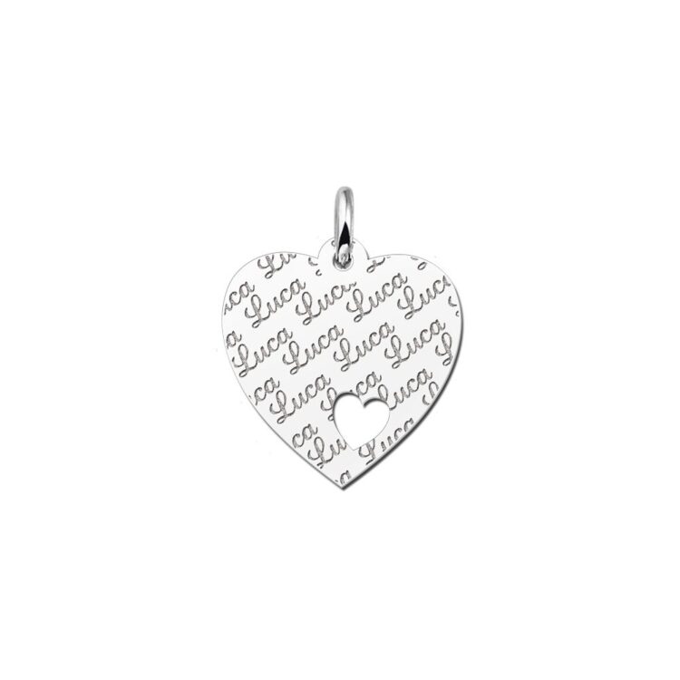 Zilveren hart hanger repeat met hartje – 17 x 17 mm – Small