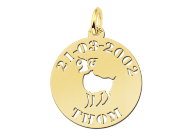 Gegraveerde Hanger goud dierenriem Ram