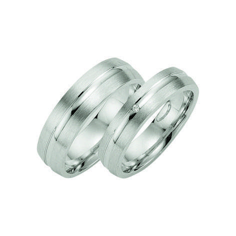 TekstRing Zilver Voor Koppels Hoogglans Lijn En Diamant 6mm Model Bern vriendschapsringen