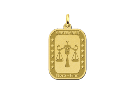 Gouden rechthoekige hanger sterrenbeeld weegschaal