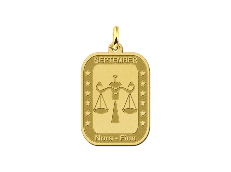 Gouden rechthoekige hanger sterrenbeeld weegschaal