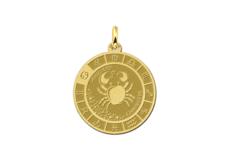 Gouden ronde hanger sterrenbeeld kreeft