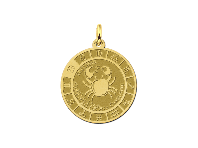 Gouden ronde hanger sterrenbeeld kreeft