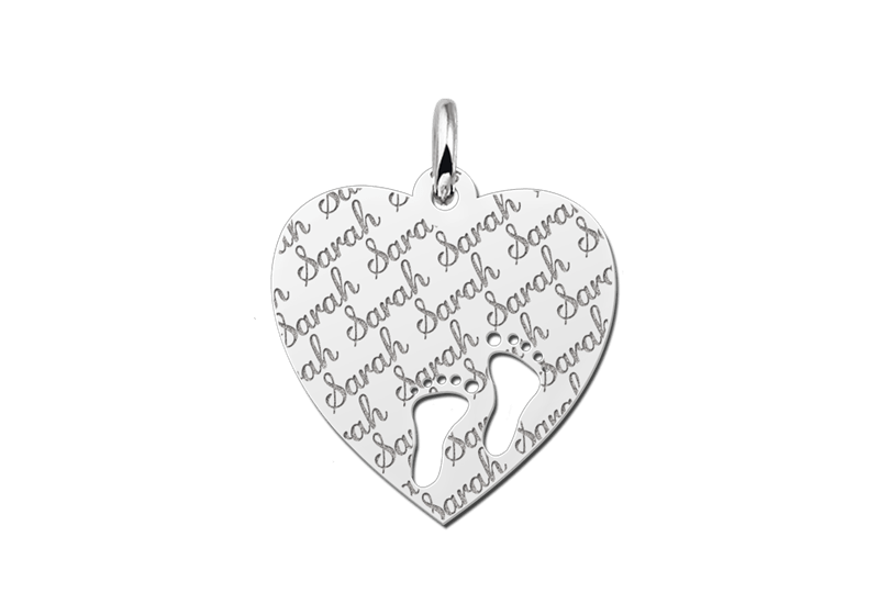 Zilveren hanger hart repeat met voetjes - 19x19MM - Large