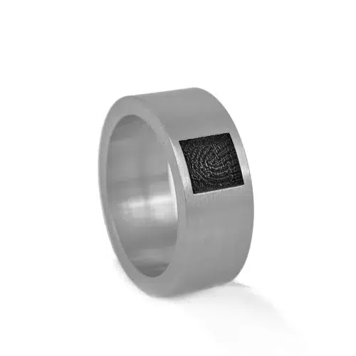 Zilveren Ring Met Vingerafdruk In Vak – 4mm, 6mm, 8mm of 10mm