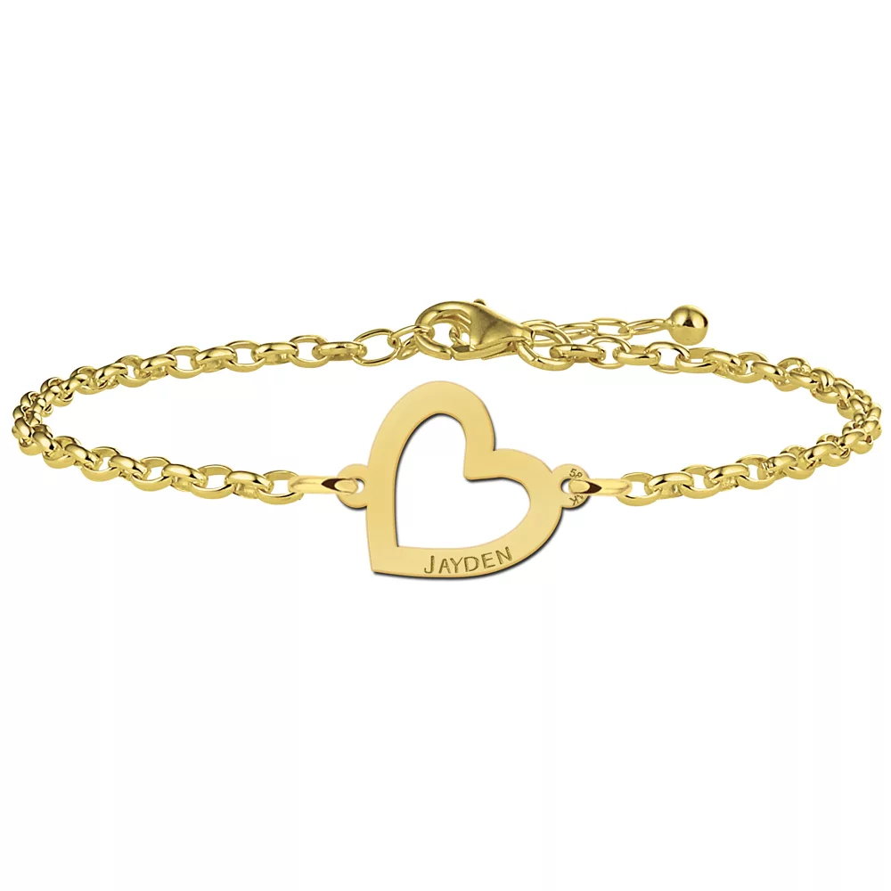 Gegraveerde Armband met hartje van goud