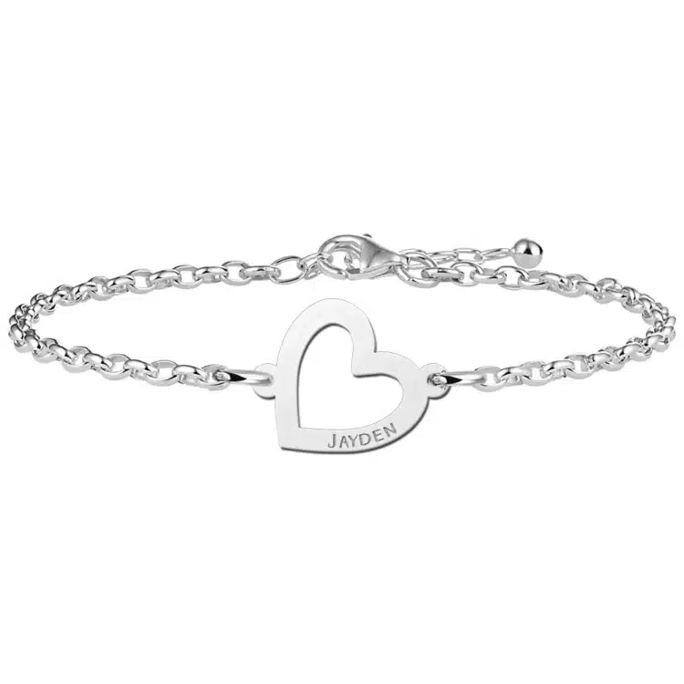 Gegraveerde Armband met hartje van zilver