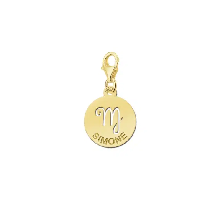 Gegraveerde Gouden Bedel Zodiac Maagd