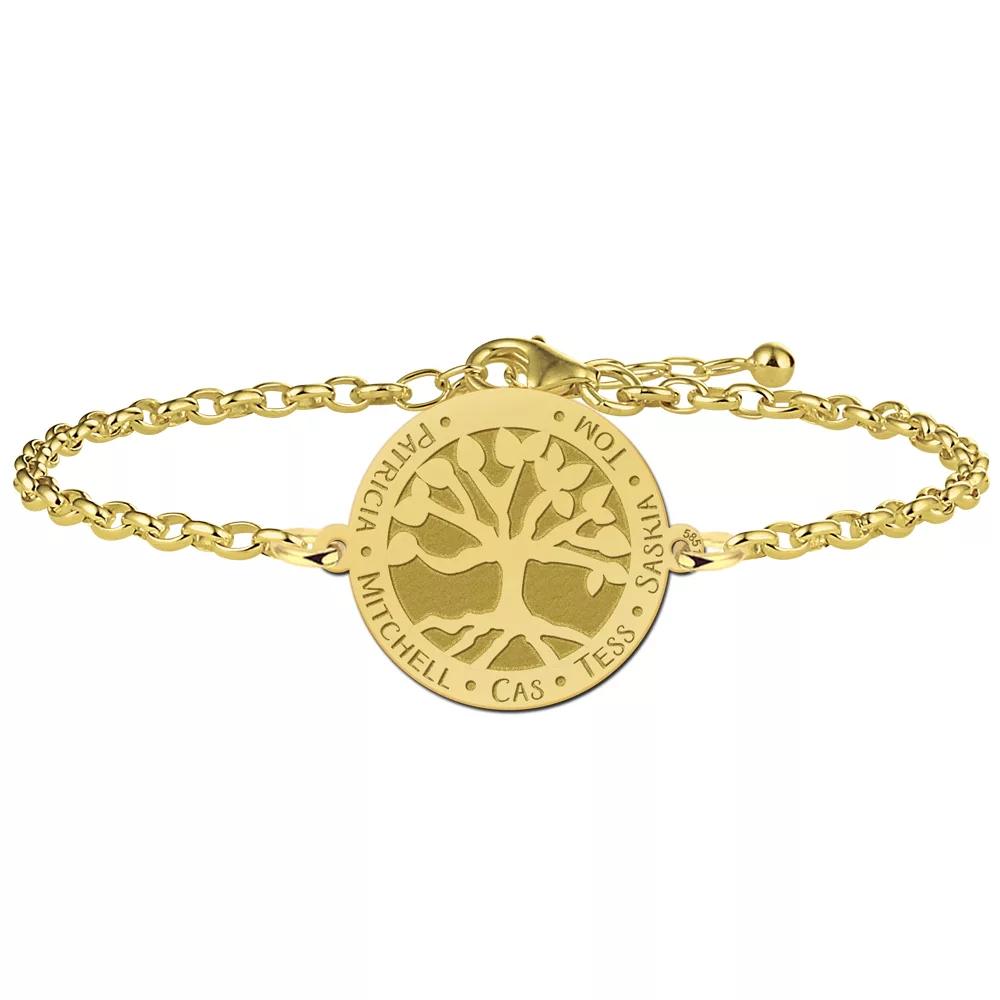 Gegraveerde Gouden armband met levensboom