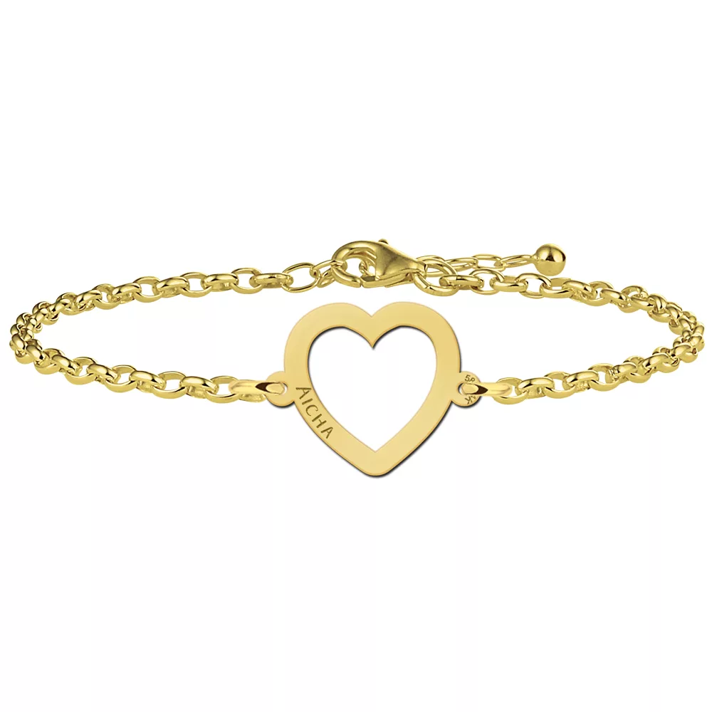 Gegraveerde Gouden armband met hartje