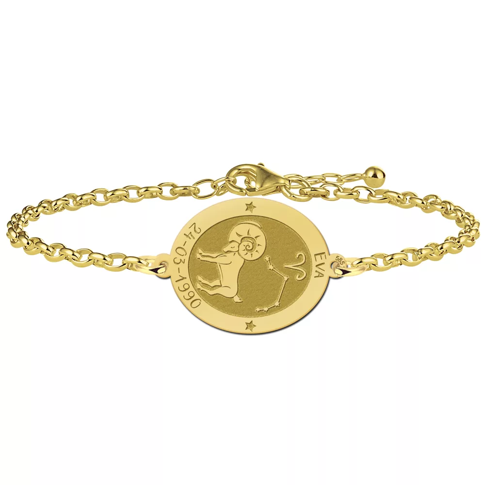 Gegraveerde Gouden armband sterrenbeeld ovaal Ram