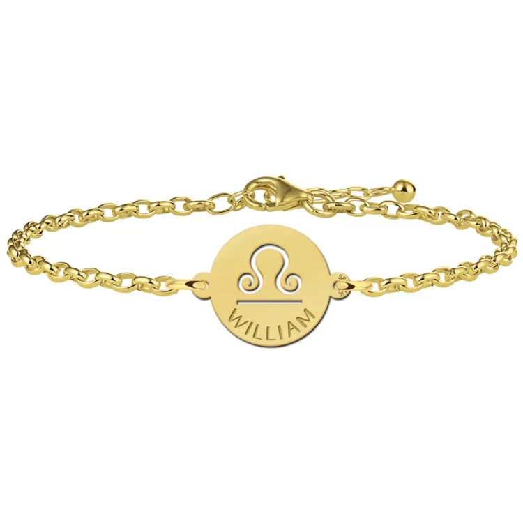 Gegraveerde Gouden armband sterrenbeeld rond Weegschaal