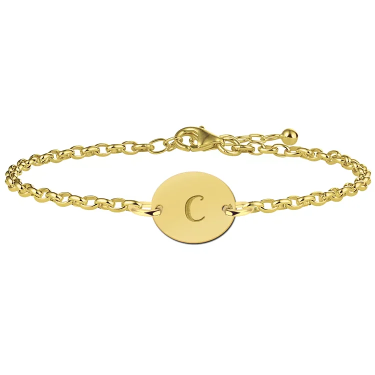 Gegraveerde Gouden armbandje met letter ovaal