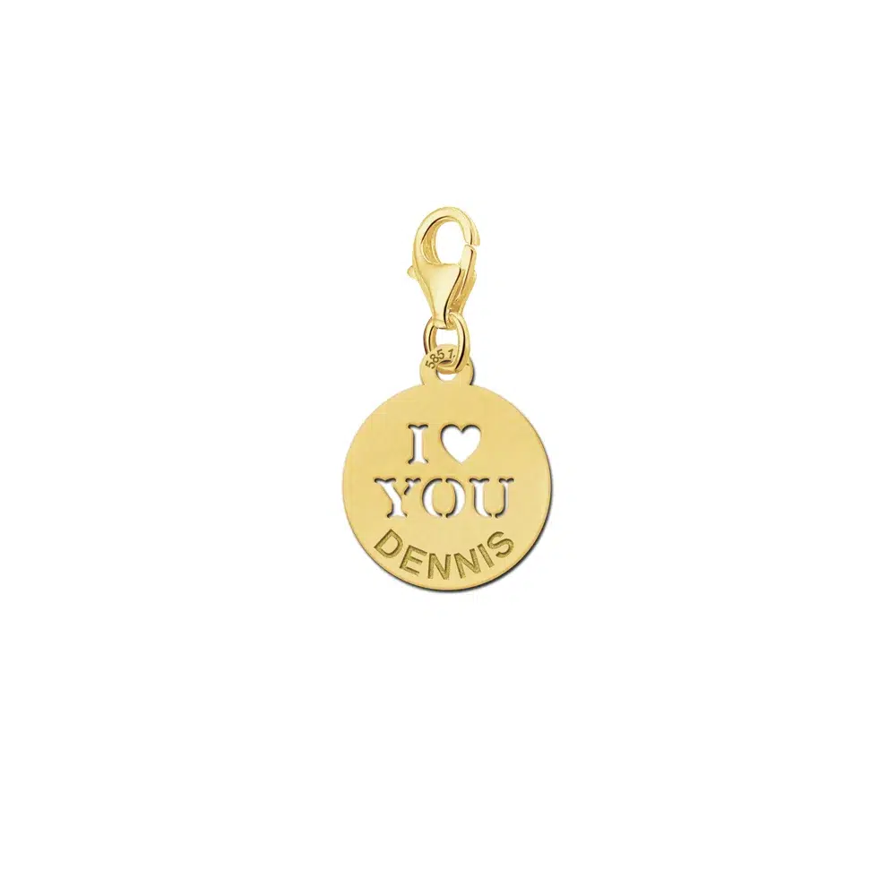 Gouden Bedel I Love You Met Naam
