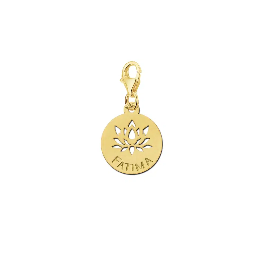Gouden Bedel Lotusbloem Met Naam
