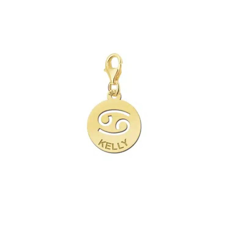Gegraveerde Gouden Bedeltje Zodiac Kreeft