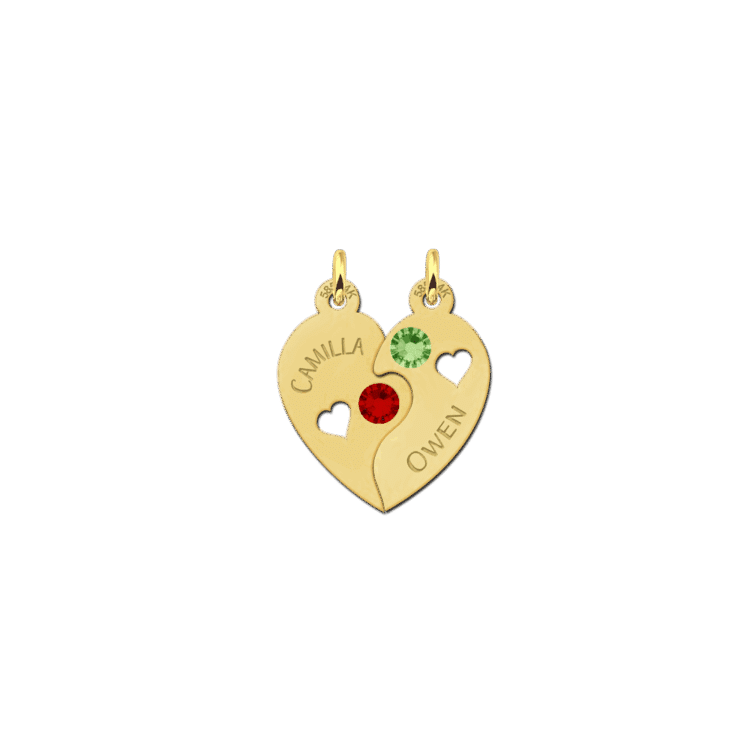 Gouden bff ketting met geboortesteen Gegraveerd