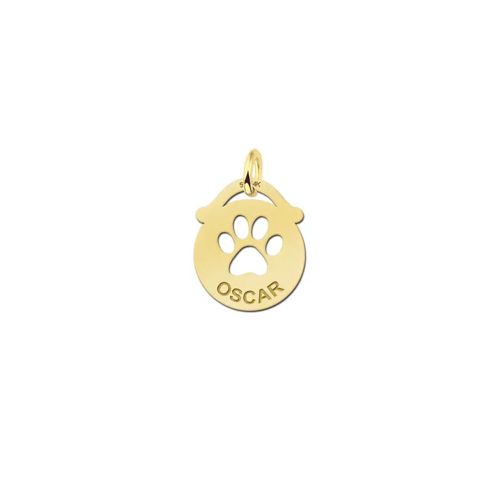 Gouden dierenhanger met pootje