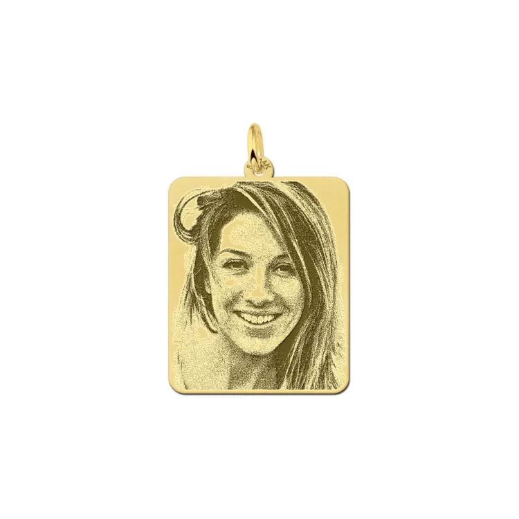 Gouden Dogtag Hangertje met foto gegraveerd - Large 22MMx26,5MM
