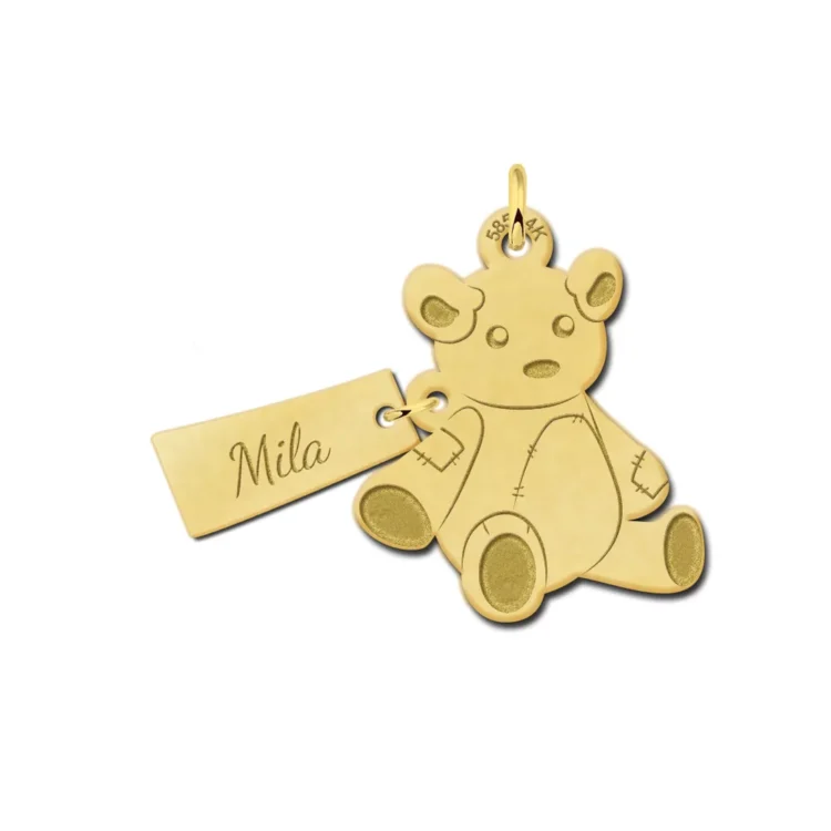 Gouden hanger beertje Gegraveerd