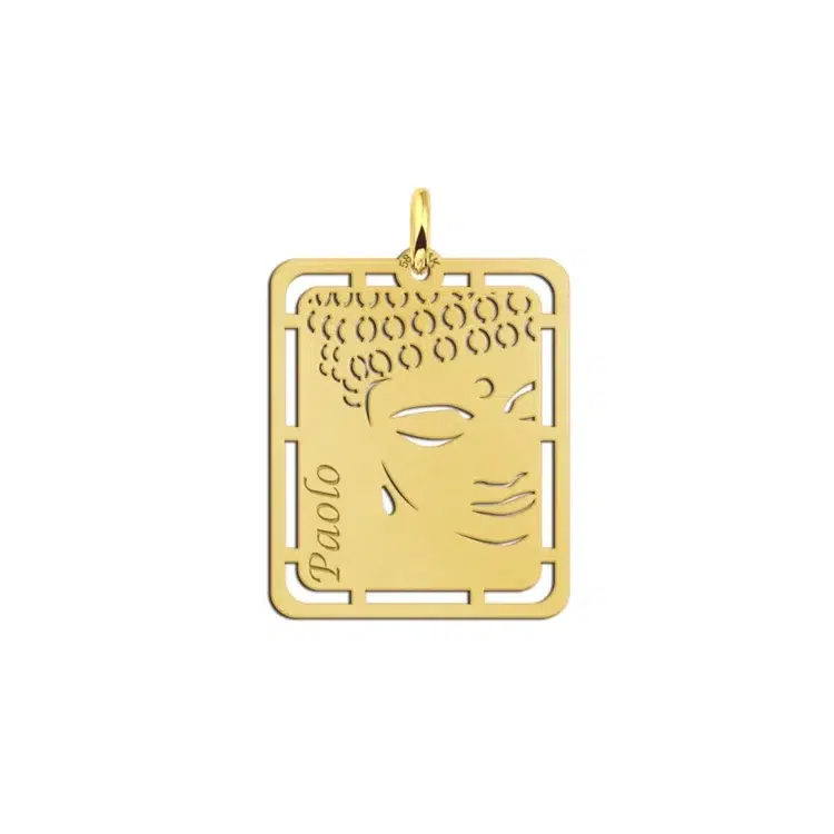 Gouden hanger Buddha graveren met naam