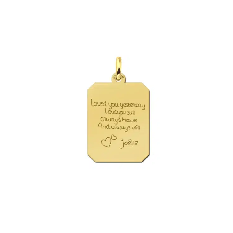 Gouden Hanger Gegraveerd met Tekst gegraveerd