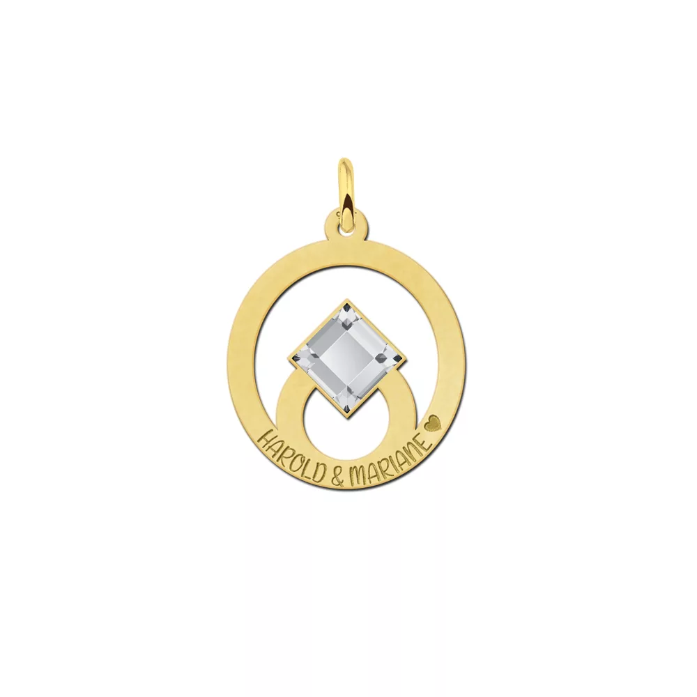 Gouden hanger kristal steen