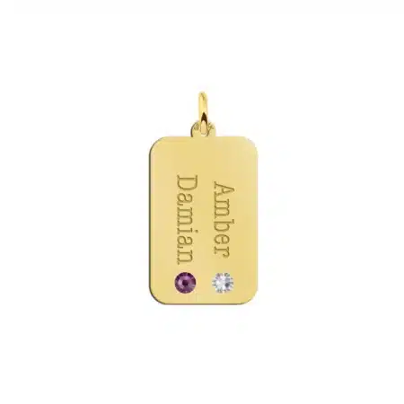 Gouden hanger met geboortestenen Gegraveerd