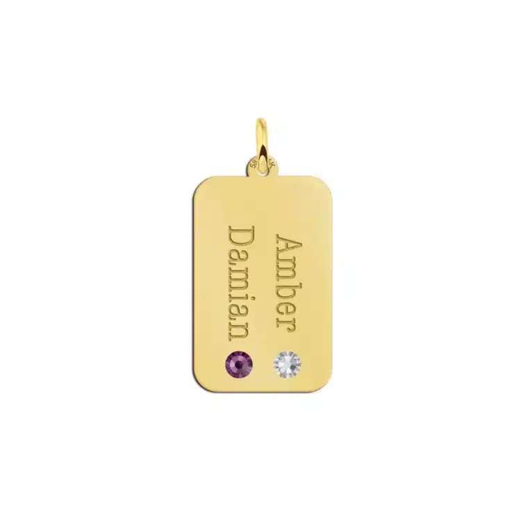 Gouden hanger met geboortestenen Gegraveerd