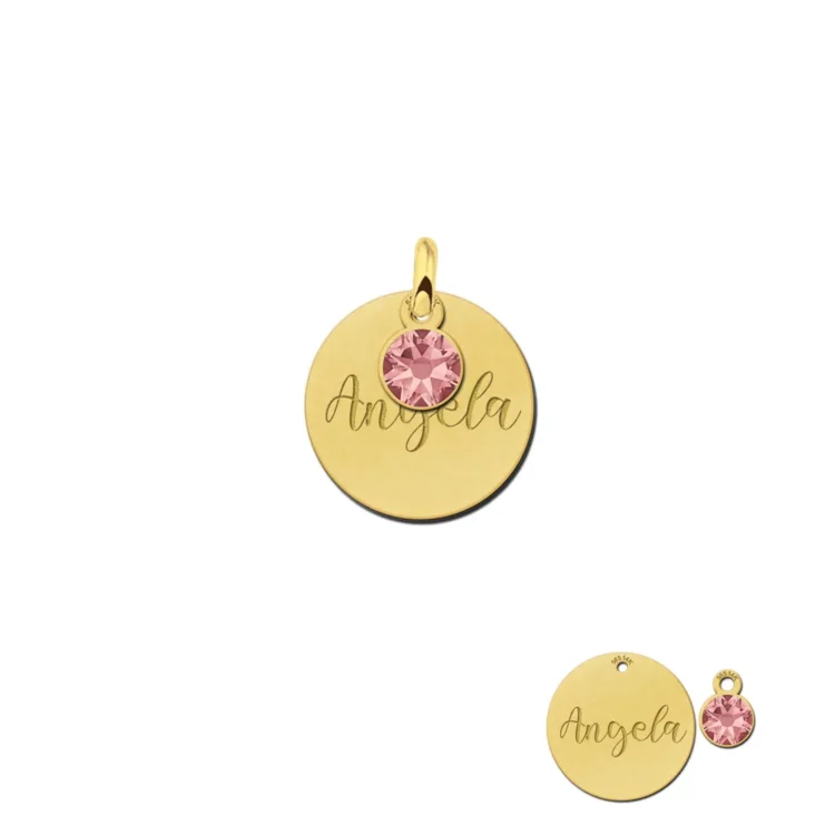 Gouden hanger met hangende swarovski steen