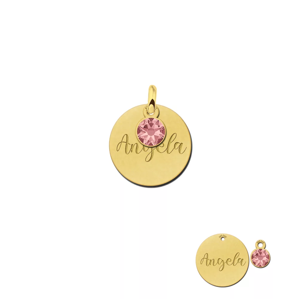 Gouden hanger met hangende swarovski steen
