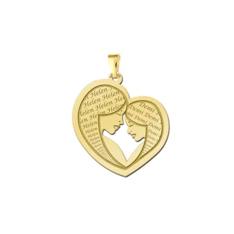 Gouden hanger moeder en dochter Gegraveerd