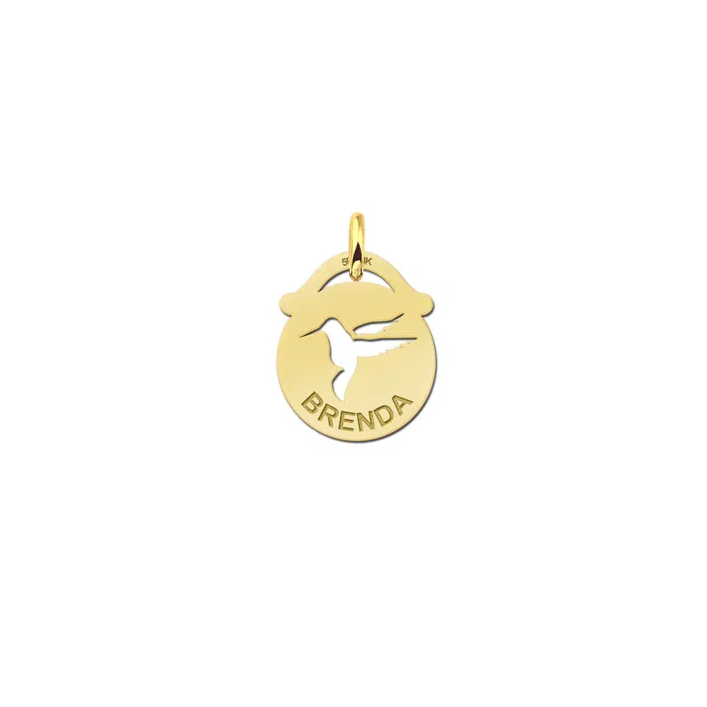 Gouden hangertje kolibri met naam
