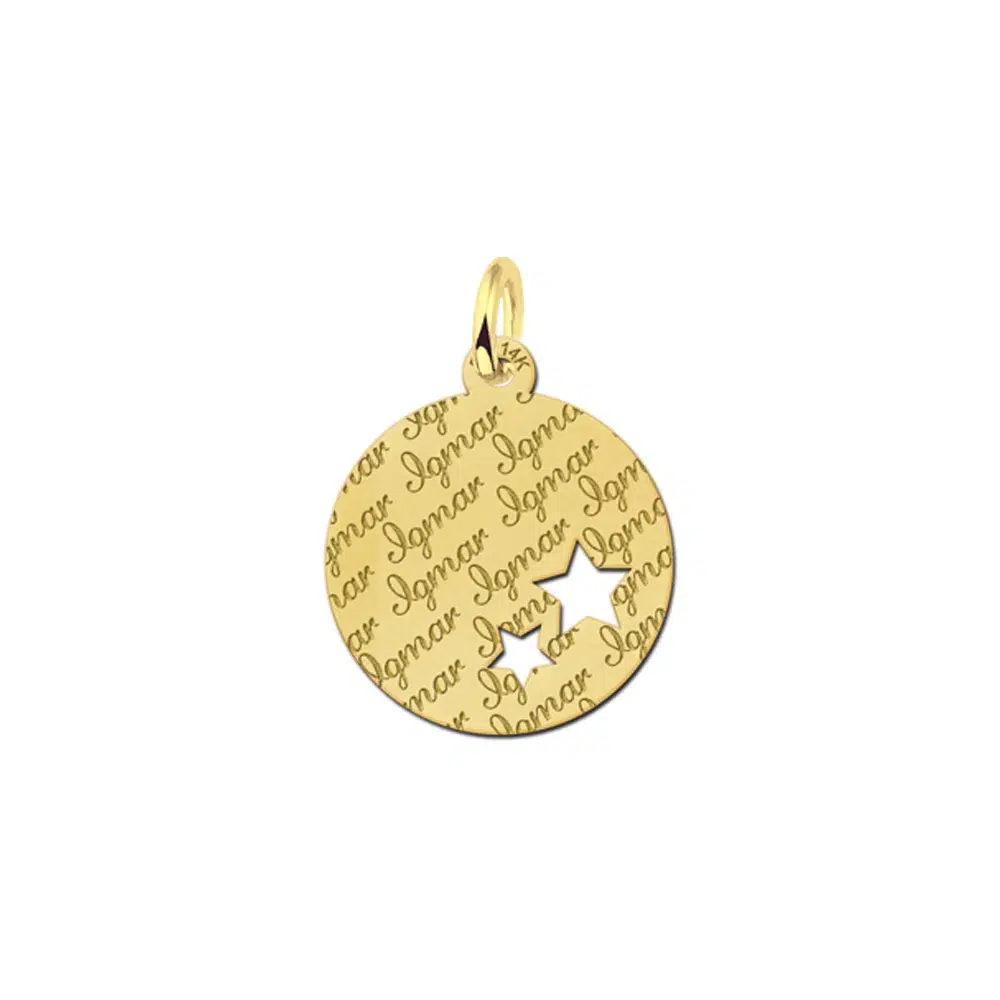 Gouden hanger rond met sterren repeat – 17 x 17 mm – Small