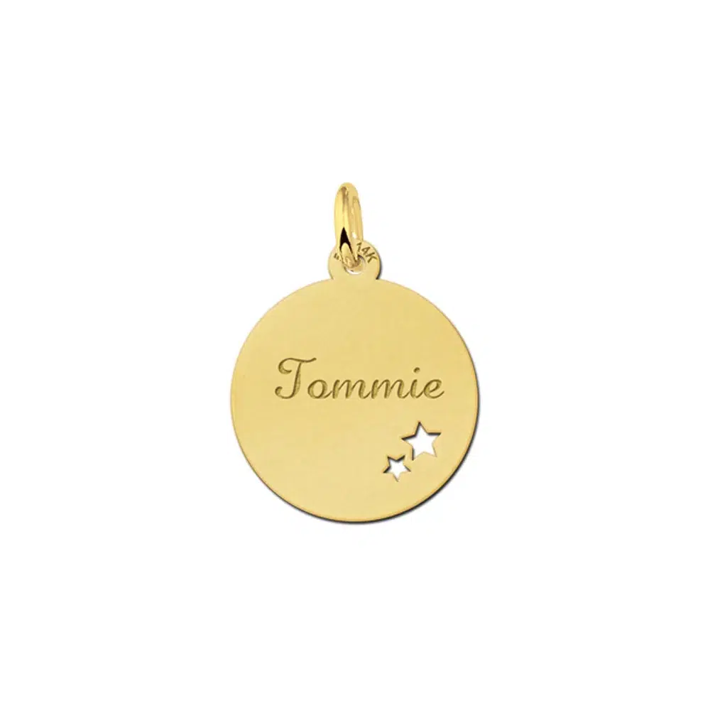 Gouden hanger rond met sterretjes – 17 x 17 mm – Small