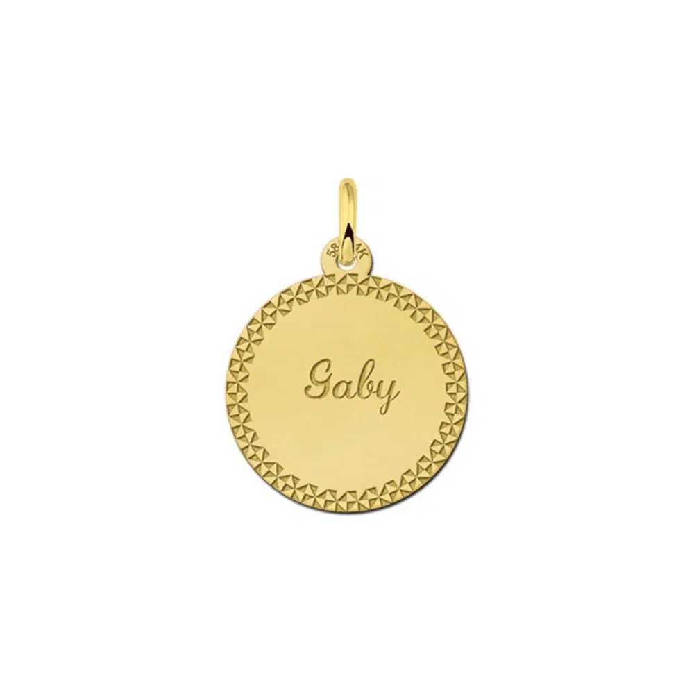 Gouden hanger rond met sierrand – 17 x 17 mm – Small