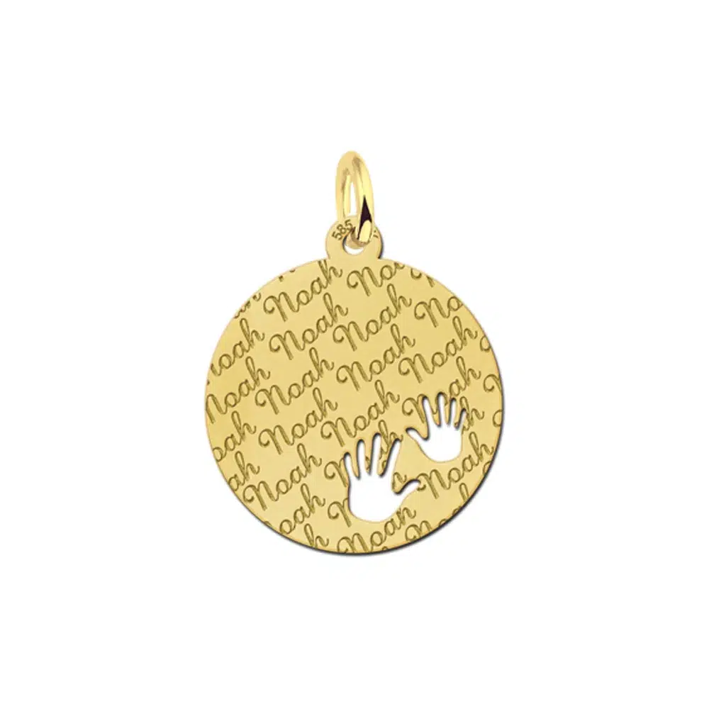 Gouden hanger rond met sterretjes – 19 x 19 mm – Large