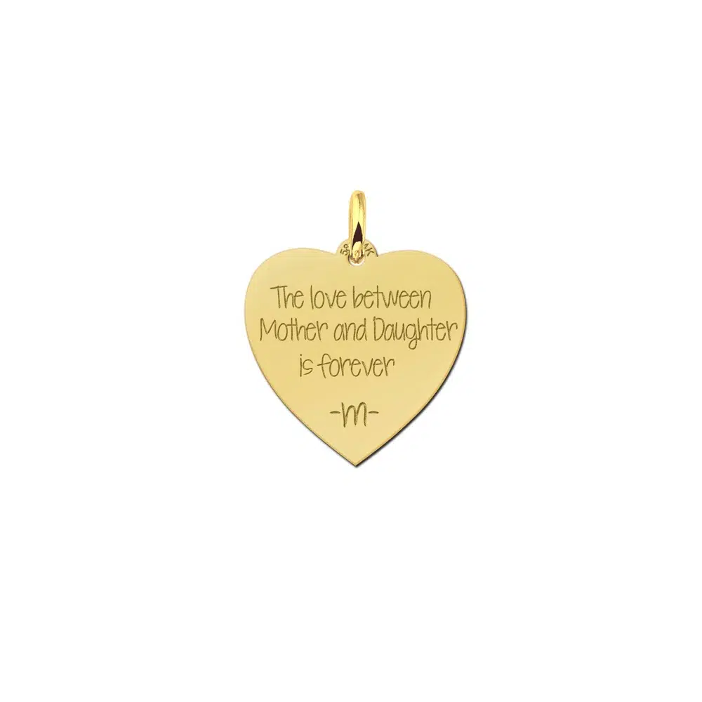 Gouden Hart Hanger met Tekst Graveren gegraveerd