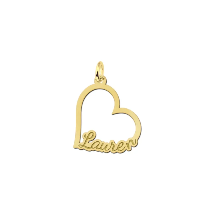 Gouden hart hanger naam Gegraveerd