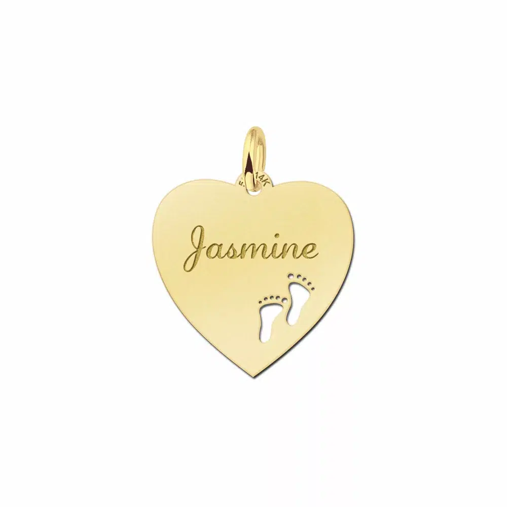 Gouden hanger hart met voetjes - 19x19MM - Large