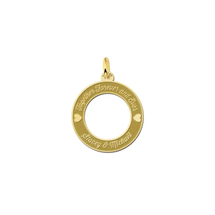 Gouden hartjes hangers 20mm met tekst Gegraveerd