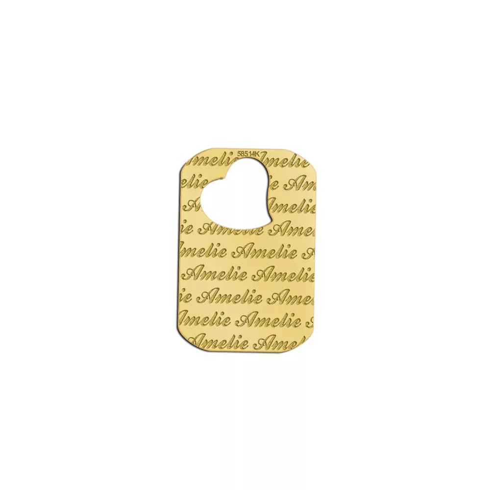 Gouden hanger repeat dogtag met collier 45-50cm