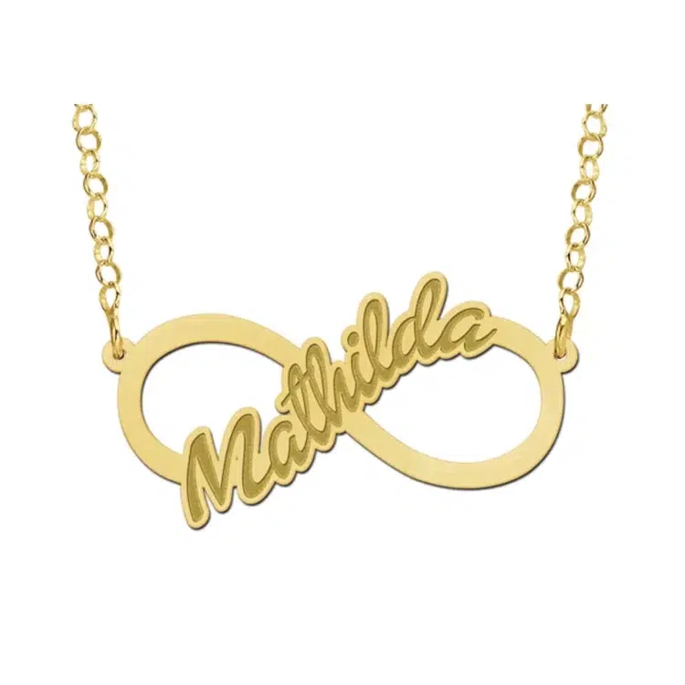 Gouden infinity ketting met geschreven naam